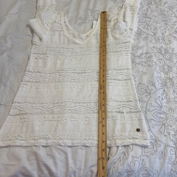 Intimately LOGG Size Large Victoria Top Sheer Ivory Lace Long Sleeve Pullover - Picture 8 of 10